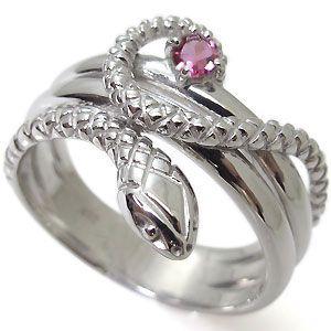 メンズリング スネーク 18金 ピンクトルマリン ヘビ リング