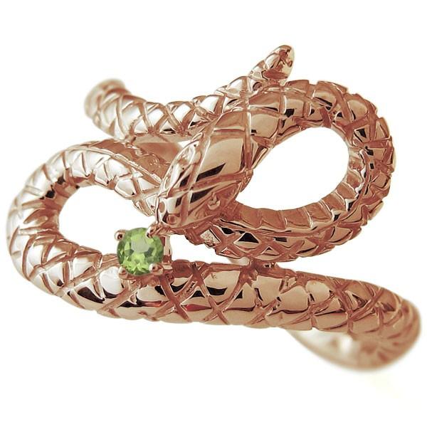 スネーク リング ヘビ 蛇 指輪 ペリドット 10金