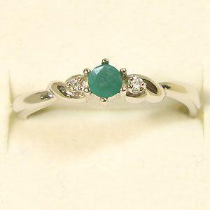 エメラルドリング 18金 シンプル 指輪