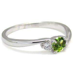 プラチナ リング ペリドット 指輪 一粒 シンプル リング クリスマス ポイント消化の画像