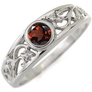 ガーネット リング 唐草 一粒 10金 指輪