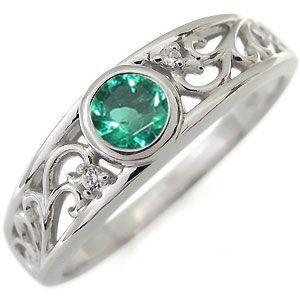 プラチナ 指輪 リング 一粒 エメラルド リング 唐草 クリスマス ポイント消化