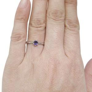 プラチナ アメジスト リング 一粒 婚約指輪 安い エンゲージリング クリスマス ポイント消化の画像
