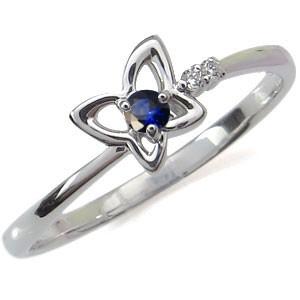 ファランジリング プラチナ ピンキーリング サファイア 蝶 指輪 バタフライ リング