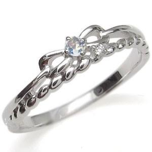 ファランジリング プラチナ ピンキーリング リボン 指輪 ロイヤルブルームーンストーン ロープ