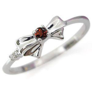 誕生石 リング ガーネット リボンリング K18 指輪 ファランジリング