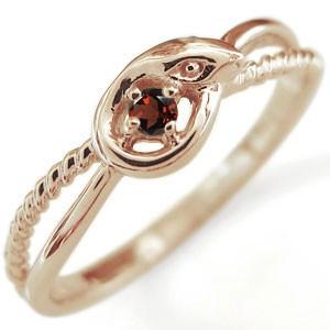 ヘビ ガーネット リング 指輪 K10 ピンキーリング レディース 人気 誕生石