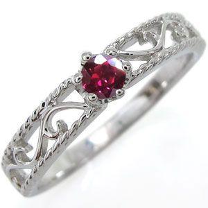 ルビー リング 唐草 王冠 10金 リング 指輪