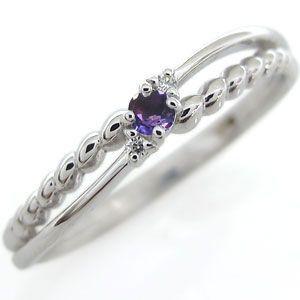 プラチナ ピンキーリング アメジスト リング 華奢 指輪 ファランジリング クリスマス ポイント消化