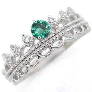 天然石 エメラルド リング ティアラ K10 指輪