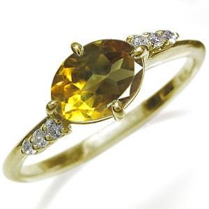 大粒 リング シトリン 18金 指輪 リングの画像