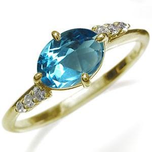 大粒 リング ブルートパーズ 18金 指輪 リングの画像