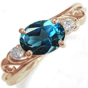 リング ロンドンブルートパーズ 大粒 リング K10 唐草 指輪