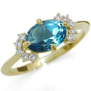 ブルートパーズ 大粒 リング 一粒　指輪 K10 リング