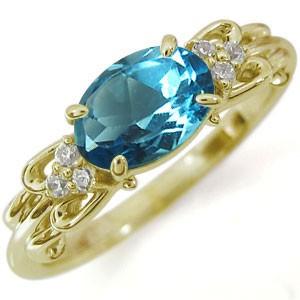 指輪 レディース ブルートパーズ K18 リング