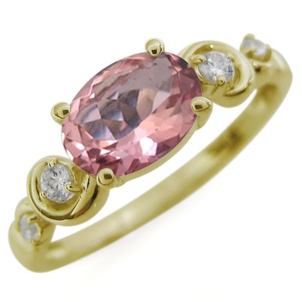 オーバル ピンクトルマリンリング 大粒 10金 指輪