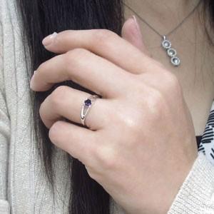 一粒 指輪 アメジスト リング 18金 リングの画像