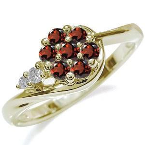 ガーネット エンゲージリング K18 フラワー 花 婚約指輪 安い