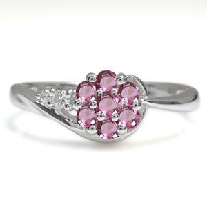 ピンクトルマリン 花 エンゲージリング プラチナ フラワー 婚約指輪 安い クリスマス ポイント消化の画像
