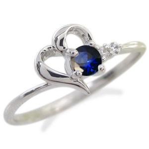 サファイア ハート リング 一粒 10金 ピンキーリング