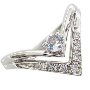 指輪 V字 リング ロイヤルブルームーンストーン レディース シルバー