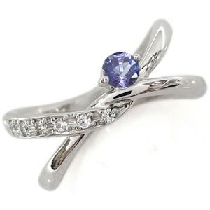 タンザナイト リング V字 K18 リング 指輪 ピンキーリング