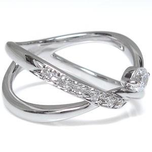 中古　K10WG ダイヤモンドリング　V字 K10 V字ダイヤモンド リング｜GD6021