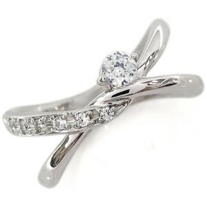 指輪 レディース プラチナ ピンキーリング ダイヤモンド リング V字 リング