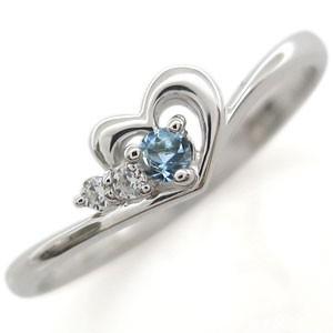 ハート リング アクアマリンサンタマリア シルバー レディース アクセサリー オープンハート