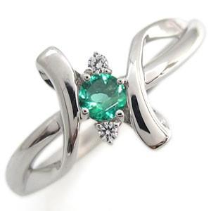 プラチナ リング エメラルド リング クロス リング 指輪