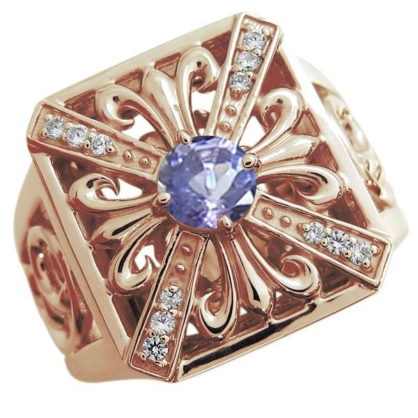 匿名配送 指輪 レディース タンザナイト クロスリング 唐草 百合の紋章 リング K10 【GM4291294269】(154370円)