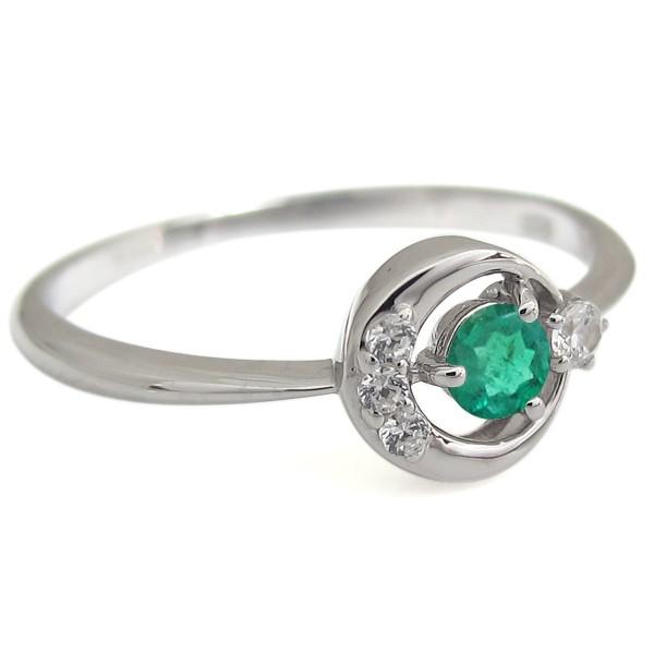 月モチーフ リング エメラルド K18 指輪 エメラルドリング