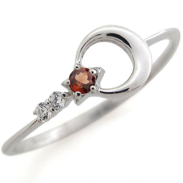 ピンキーリング・プラチナ・ガーネット・指輪・星・月・ファランジリング