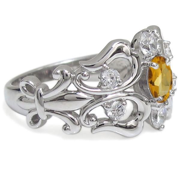 【〜6/6まで出品】 オーバル 百合の紋章 リング シトリン 指輪 プラチナ リング クリスマス ポイント消化 【EI3011187523】(108321円)