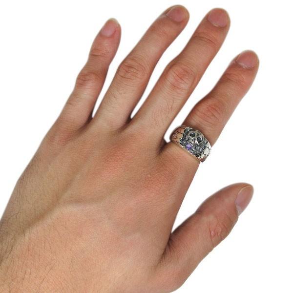 アメジスト スカル ドクロ リング シルバー 骸骨 指輪 メンズ