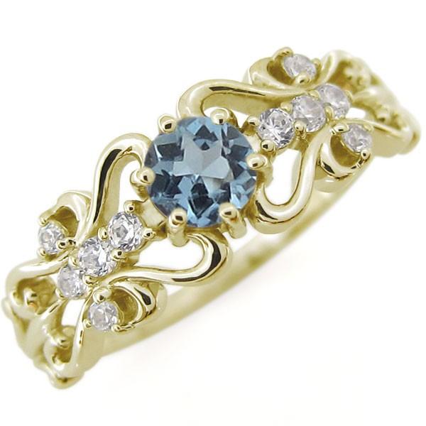 【クーポン】 アクアマリンサンタマリア リング アンティーク 唐草 リング ハート 指輪 18金 【DG1786346410】(64260円)