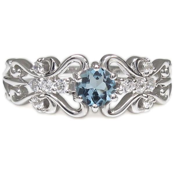 【クーポン】 アクアマリンサンタマリア リング アンティーク 唐草 リング ハート 指輪 18金 【DG1786346410】(64260円)