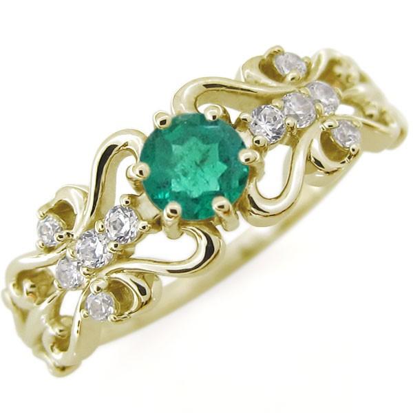 新春SALE！ エンゲージリング エメラルド リング プロポーズ用 婚約指輪 18金 【CEG2464134391】(88642円)