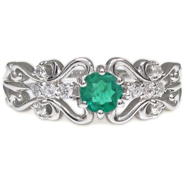 新春SALE！ エンゲージリング エメラルド リング プロポーズ用 婚約指輪 18金 【CEG2464134391】(88642円)