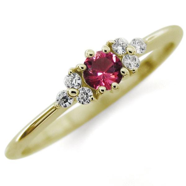 ルビー ファランジリング ピンキーリング シンプル 指輪 10金