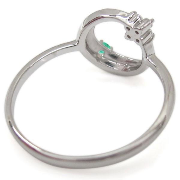 プラチナ エメラルド 婚約指輪 安い 月モチーフ星 エンゲージリング