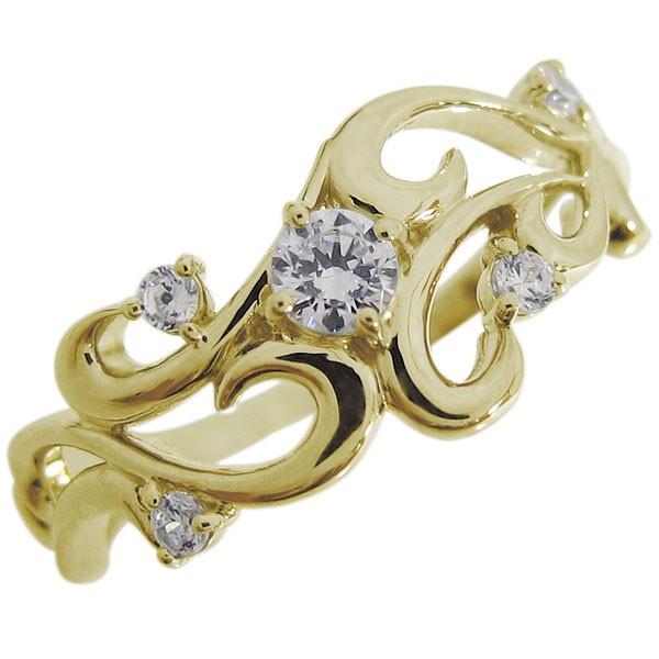 ダイヤモンド 唐草リング アラベスクリング K10 婚約指輪 格安