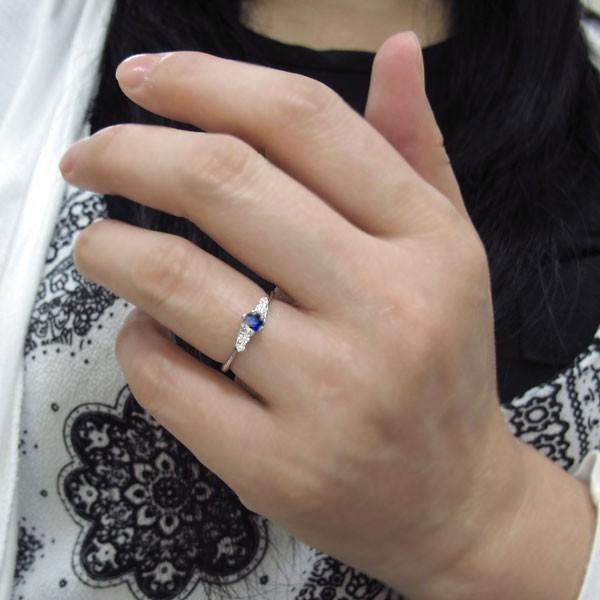 プラチナ シンプル サファイアエンゲージリング 上品 婚約指輪 一粒 クリスマス ポイント消化の画像