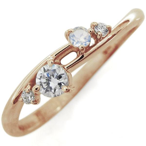 シンプル エンゲージリング ライン リング ダイヤモンド 婚約指輪 安い 18金の画像