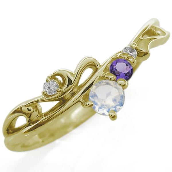 ロイヤルブルームーンストーン アラベスク 唐草 婚約指輪 安い リング 18金