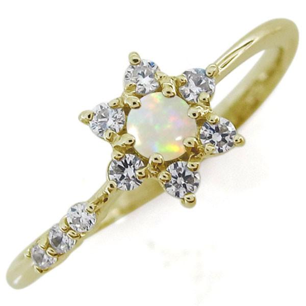 結婚記念日 オパールリング 結婚10周年 流れ星 K18 婚約指輪 安い