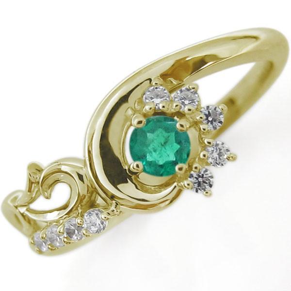 結婚記念日 エメラルド メモリアルリング 唐草 指輪 18金の画像
