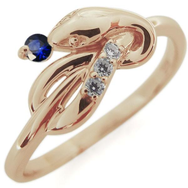 サファイア・ファランジリング・スネークリング・蛇・指輪・10金