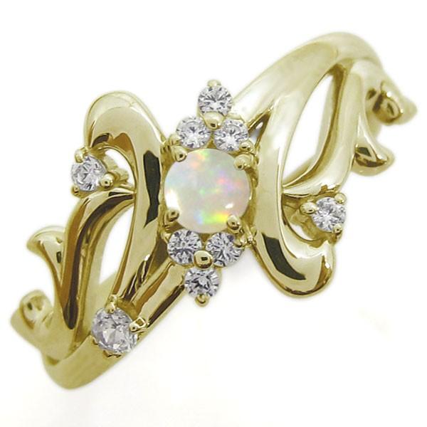 アラベスク オパールリング 結婚10周年 唐草 指輪 K18