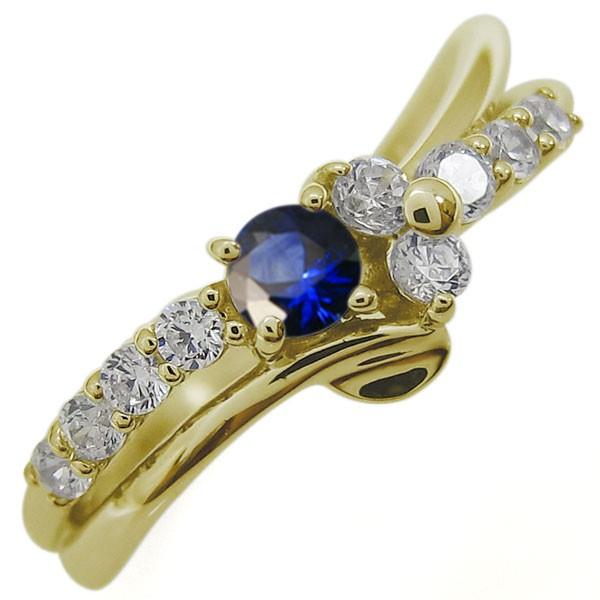 婚約指輪 安い サファイア 結婚10周年 V字 エンゲージリング